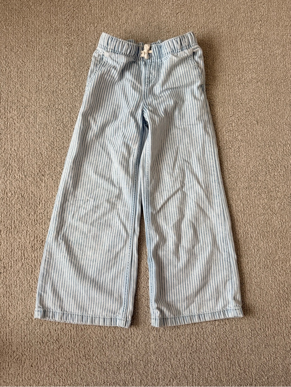 Cat & Jack Light Blue & White Striped Wide-Leg Pants